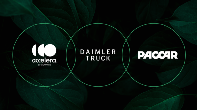 Accelera, Daimler Truck and PACCAR logos in white